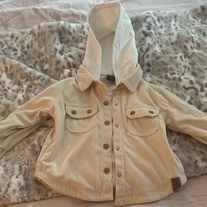 Little Bipsy Tan Corduroy Jacket with White Hood